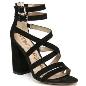 BNIB Sam Edelman Yuma Black Suede Strappy Heeled Sandal 👡